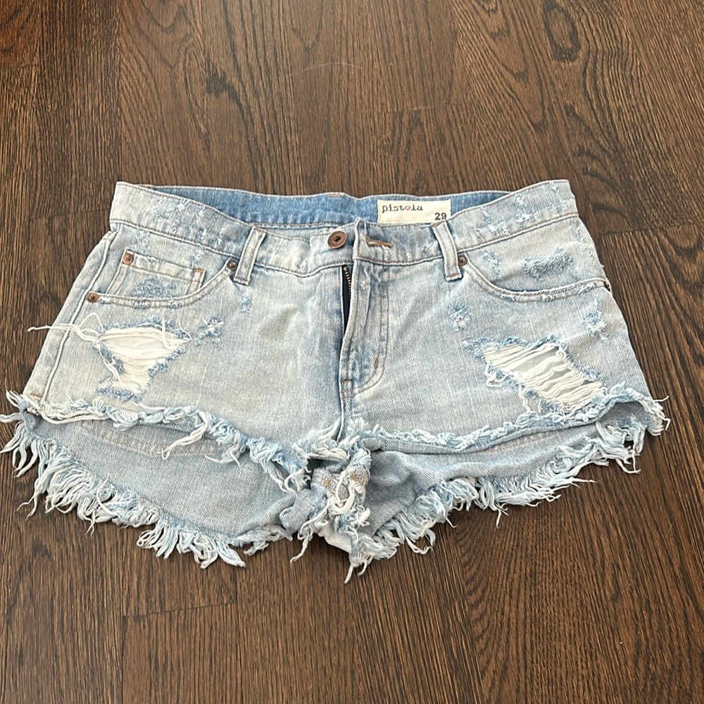 frayed denim shorts